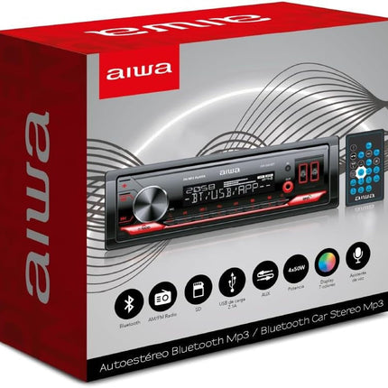 Autoestéreo AIWA AW-5444BT Bluetooth 4×50W USB, SD, AUX, Radio FM/Am Negro