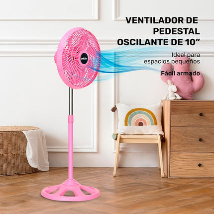 Ventilador Taurus PRACTIKA VENT 10 SF P 10” Rosa 3 Vel Altura Ajustable (66 a 88 cm)