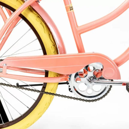Bicicleta Mercurio Cruiser Retro Salpicaderas Rodada 26 Color Salmón