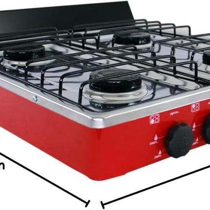 Parrilla de Gas de 4 Quemadores Super Flama 4Q-CA-R Cubierta de Acero Inoxidable Rojo