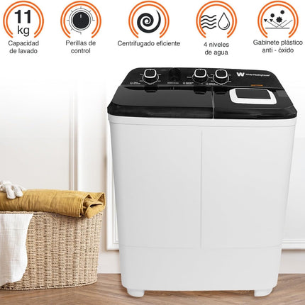 Lavadora Doble Tina White Westinghouse WWXCTT11703BK 11 Kilos Carga Superior Blanca