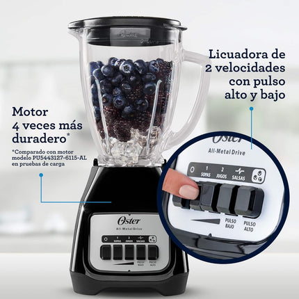Bateria Perla E001MJ Milán Jumbo Perla 12 pzas + Licuadora Oster BLSTKAG-BPB Vaso de Vidrio Negra