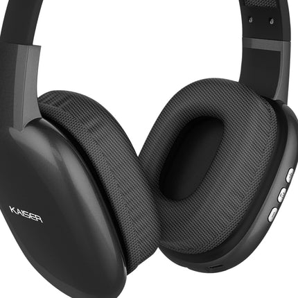 Audífonos de Diadema Kaiser KHE-2002BK Over Ear Recargables con Bluetooth, Reproductor Micro SD, Manos Libres y Micrófono Negro