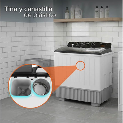 Lavadora doble tina White Westinghouse WWXCTT332009QBK 25KG Blanca