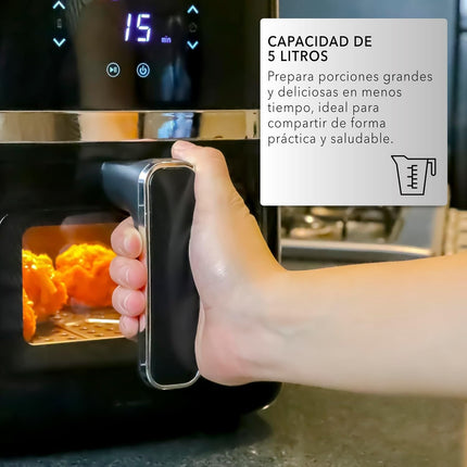 Freidora RCA de Aire RC-110, Capacidad de 5 Litros, 8 Cocciones Predeterminadas