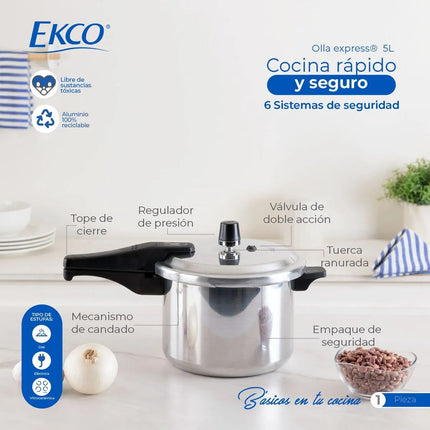 Paquete Ekco Batería 28824/92882 9 piezas Azul Marino + Olla Express One de Aluminio 6 Litros