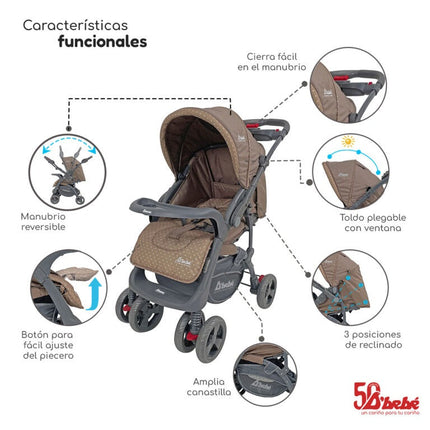 Carriola D´bebé Aventura Khaki reversible multi-funcional Travel System