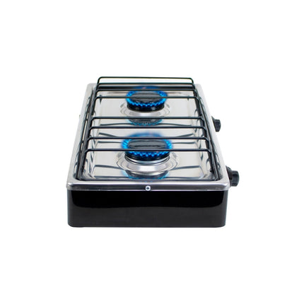 Parrilla de Gas Super Flama 2Q-CA-N 2 Quemadores / Cubierta de Acero Negro