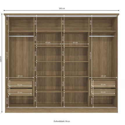 ROPERO KAPPESBERG N565 NGMC RO DE 229X265X58 CM COLOR NOGUEIRA MACADAMIA