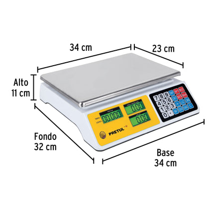 Báscula electrónica Pretul Truper BASE-40P multifunciones 40 kg