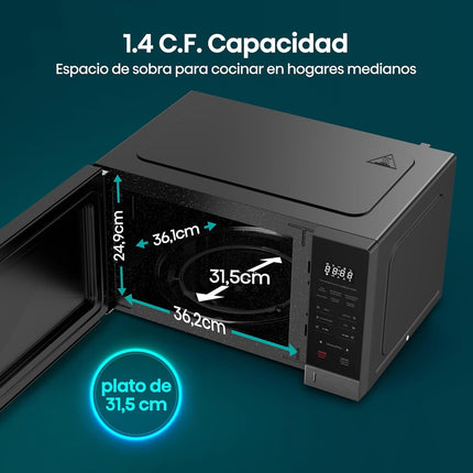 Horno Microondas Hisense HMMS3411DSV 1.4 Tecnología Inverter, 26menús mexicanos preestablecidos  ECO y Mute