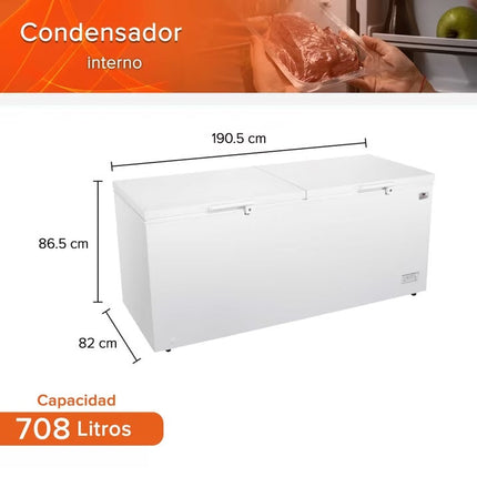 Congelador White-Westinghouse WWCCF25708LHWDD Horizontal 25 Pies 708 Litros Control Dual de Temperatura Luz Interior Cerradura con Llave Alta