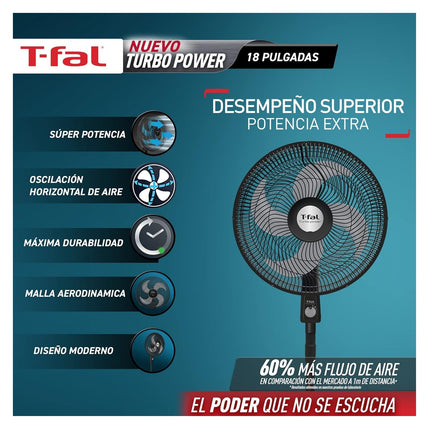 Ventilador T-Fal VE2910X0 Turbo Power 3 Vel 70W 4 aspas Silencioso