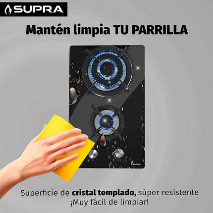 Parrilla de gas DOMINO GLASS Empotrable 2 Quemadores Acero Inoxidable