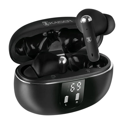 Audífonos Kaiser KH-9130BK true wireless Bluetooth ® con base de carga, negro
