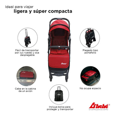 Carriola D´Bebe Wing Rojo de Viaje practica y duradera