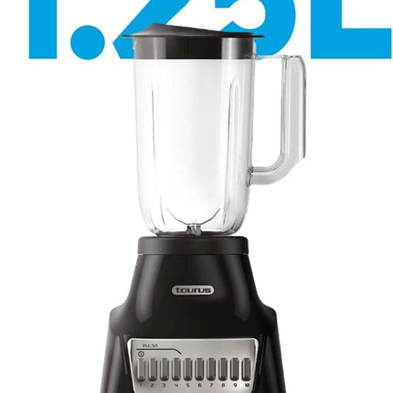 Licuadora Taurus GRANDEUR NEG Plástico 1.25 L 10 Vel Potente Motor 500 W Cuchillas Desmontables de Acero Inoxidable