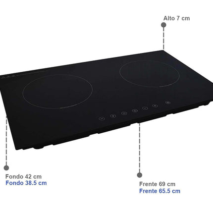 Parrilla Empotrable Supra 69 cm Eléctrica DUE-E Negra