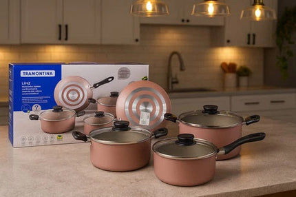 Bateria De Cocina Tramontina Linz 28299308 7 Pz Antiadherente Nude