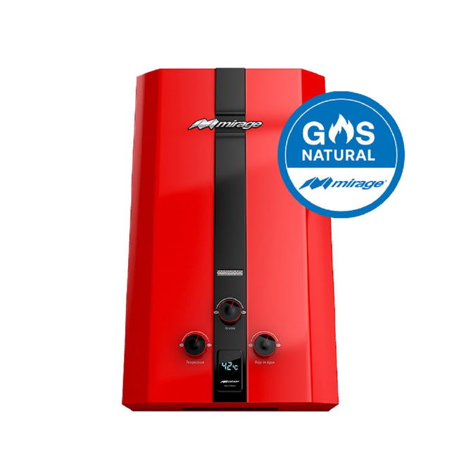 Calentador de Agua Mirage MBF10BC Flux 1.5 servicios Gas Natural Rojo