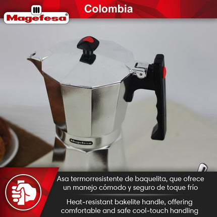 Magefesa Cafetera Colombia 01CFCOLOM09 de aluminio capacidad 9 tazas