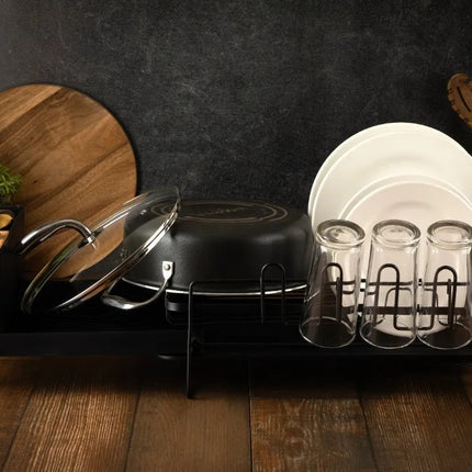 Escurridor de Platos Extensible Vasconia Esencial ES Negro para Tarja