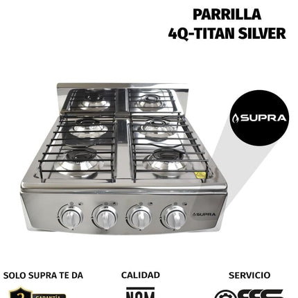 Parrilla a Gas Supra 4Q-TITAN SIL 4 Quemadores Titan Silver
