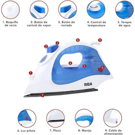 Plancha RCA RC-D508B de Vapor Anti-Goteo Color Azul