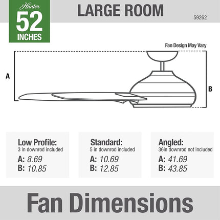 Ventilador Hunter 59262 de Techo c/Cadena 52'' 3 Aspas Reversibles Gris Mate
