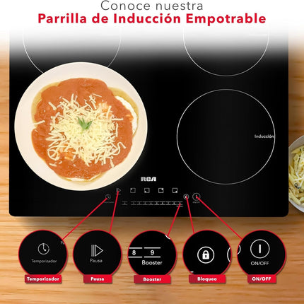 Parrilla de Inducción RCA  RC-12A4 de Cristal Templado 2 Quemadores