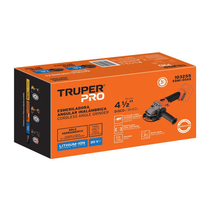 Esmeriladora Truper ESMI-20AS 4-1/2', Pro 20V, sin accesorios