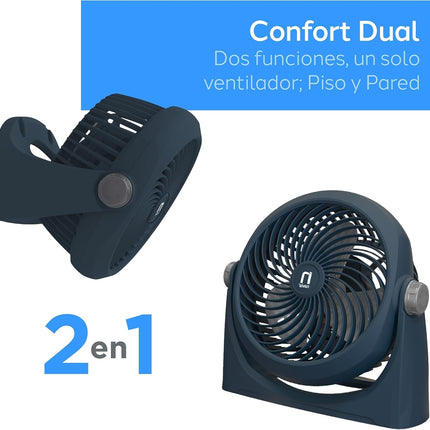 Ventilador Navia CEN-1010 Escritorio o Piso 10"3 Vel Cabezal 360° Silencioso y Potente Azul Marino
