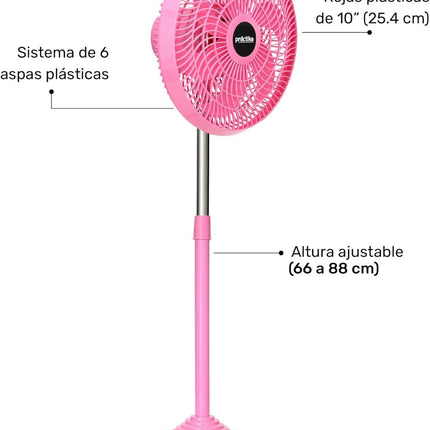 Ventilador Taurus PRACTIKA VENT 10 SF P 10” Rosa 3 Vel Altura Ajustable (66 a 88 cm)