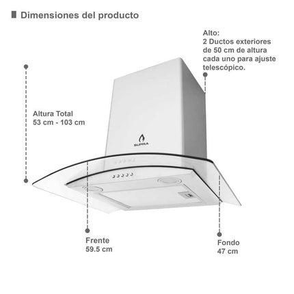 Campana extractora Supra CC-60 decorativa de pared de acero inoxidable