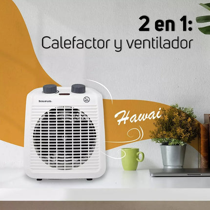 Calefactor Taurus Hawai Calentador Eléctrico 2 En 1 Blanco