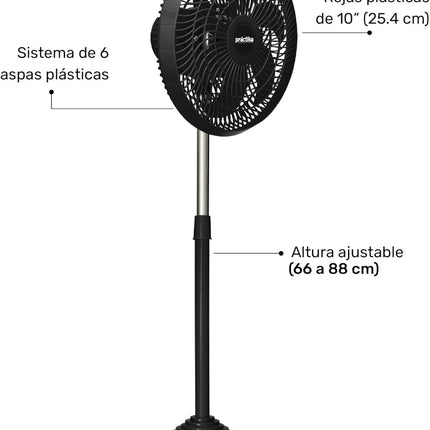Ventilador de Pedestal Taurus PRACTIKA 10-SF B 10” Negro 3 Vel Altura Ajustable (66 a 88 cm) |