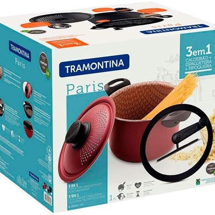 Olla París Tramontina 20598710 Multifuncional Antiadherente Aluminio Rojo