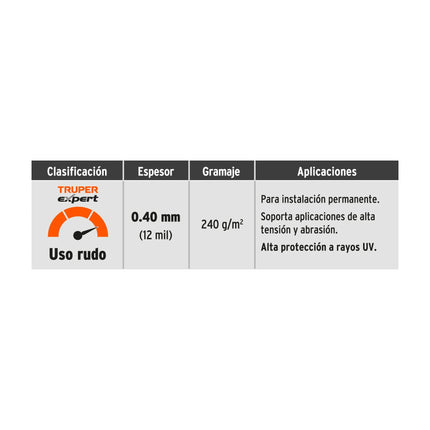Lona uso rudo TRUPER EXPERT 4 x 5 m, verde olivo, 240 g/m2