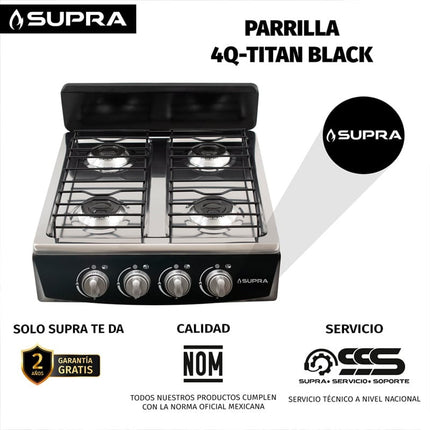 Parrilla a Gas Supra 4Q TITANBLAC 4 Quemadores Titan Black