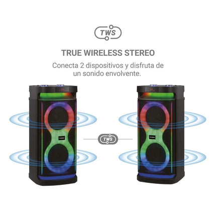 Bocina Portatil Hyundai HYSPBT22 150 W Bluetooth Retroiluminada Negra