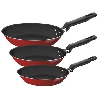 Juego de sartenes Tramontina Loreto T1 rojo, 3 piezas