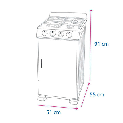Estufa IEM PIG5101NN0 20" 4 Quemadores de Gas SIN HORNO