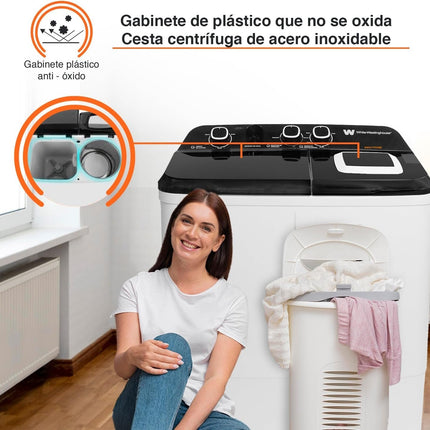 Lavadora Doble Tina White Westinghouse WWXCTT11703BK 11 Kilos Carga Superior Blanca