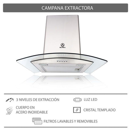 Campana extractora Supra CC-60 decorativa de pared de acero inoxidable