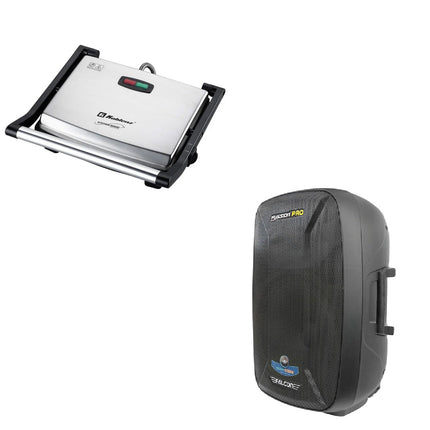 Paquete Parrilla Panini acero inox Koblenz PGKM-1500 I Grill + Bafle Fussion PBS-15FALCON 15 35000W Bluetooth