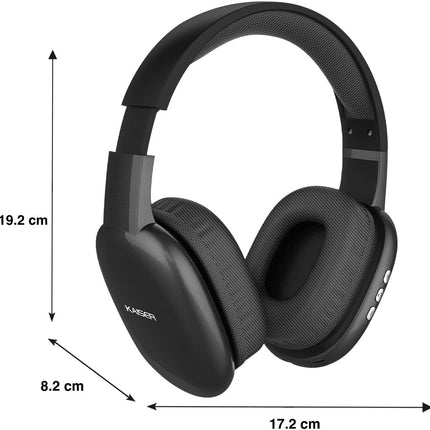 Audífonos de Diadema Kaiser KHE-2002BK Over Ear Recargables con Bluetooth, Reproductor Micro SD, Manos Libres y Micrófono Negro