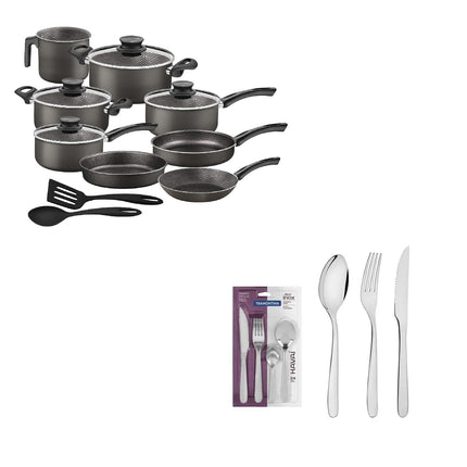 DUO Bateria Tramontina 28599622 10 PZ Paris + Jgo de cubiertos 66905/094 Havaí 24pz