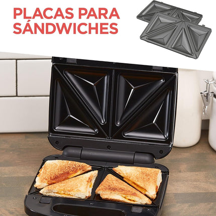 Estación de Desayunos Black &Decker WM2000S-LA3 en 1, Waflera, Sandwichera y Parrilla