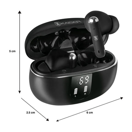 Audífonos Kaiser KH-9130BK true wireless Bluetooth ® con base de carga, negro