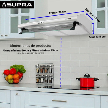 Campana extractora CB-76 empotrable slim de acero inoxidable